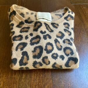 Beautiful Cynthia Rowley 2 Ply Cashmere Leopard Print Sweater, Small, Perfect!